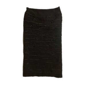 Bebe Black Gold Metallic Nylon Bodycon Pencil Skirt Tube Top Xs Small